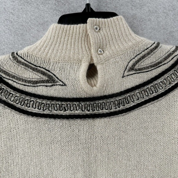 Diffusion Sweater Womens MED Ivory Southwestern Fair Isle Angora Silk Turtleneck - Picture 7 of 14